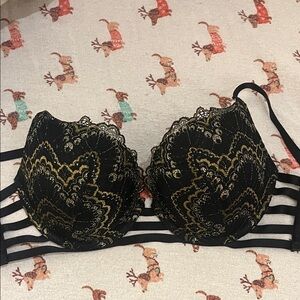 La SENZA Black and Gold Lace Bra